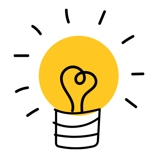 Illustrated icon of a yellow light bulb